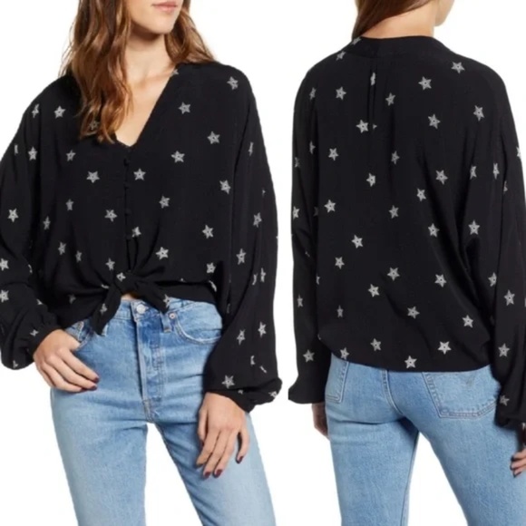 RAILS SLOANE BLACK RIVET STAR BLOUSE - Picture 2 of 4
